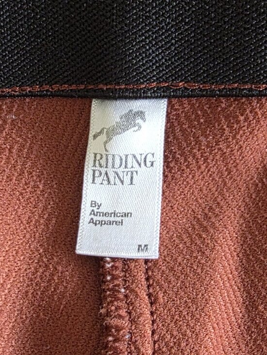 American Apparel Riding Pant M Rust Brown Ribbed Equestrian High Rise Stretch - Picture 3 of 16